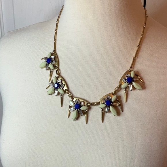 J Crew Statement Necklace Gold‎ Plated Rhinestone - Picture 2 of 4